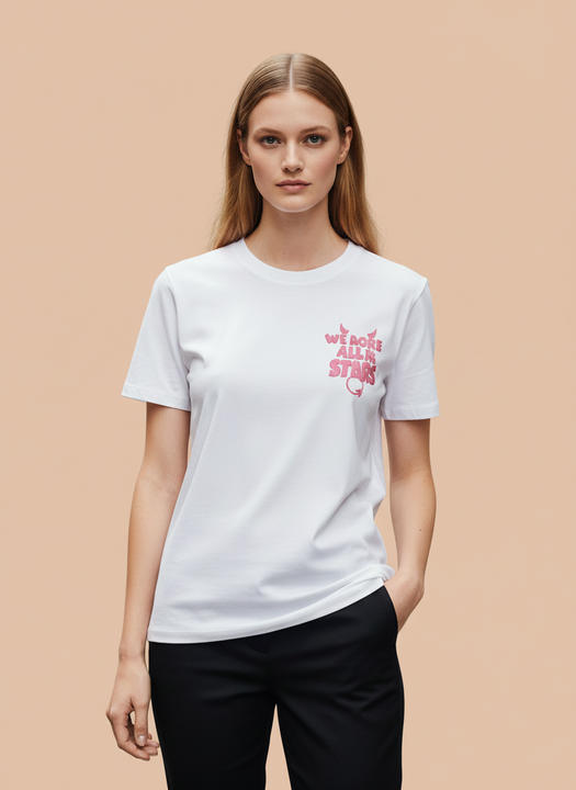 White We More All The Stars Graphic Oversized T-Shirt for Women