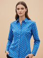 Premium Rayon Shirt With Blue Block Print