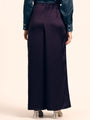 Luxury Satin Wide Leg Pants European Fabric  Plum Wine Glam Look