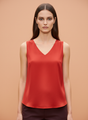 European Satin V Neck Sleeveless Top