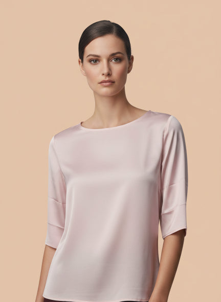 Elegant Blush Pink European Satin Top