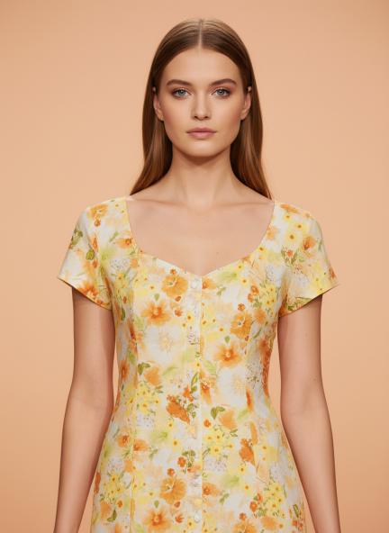 Premium American Crepe Digital Print  Front Slit Body Maxi Dress With Slash Pocket