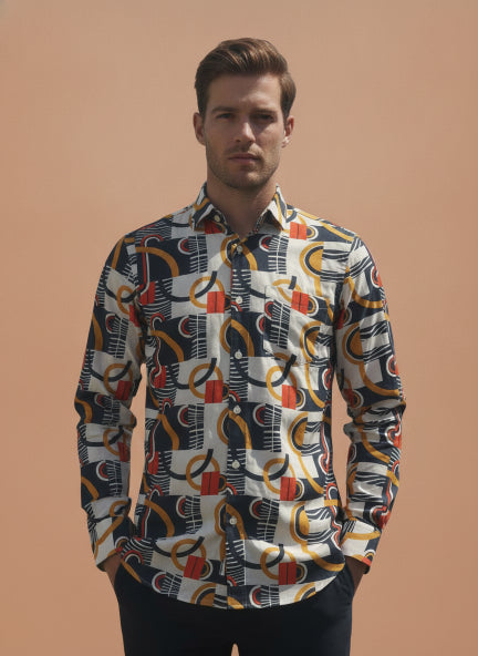 Smart Fit Abstract Printed Men'S Premium Rayon Shirt