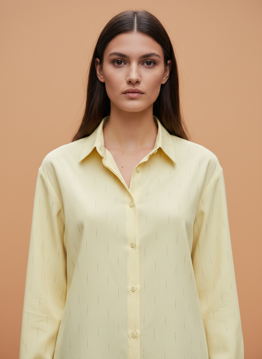 Butter Yellow Striped Formal Shirt for Women