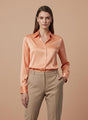 Crimson Orange Regular Fit Summer Satin Shirt