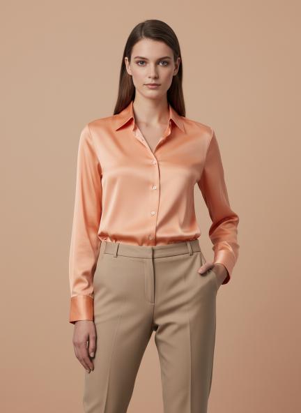Crimson Orange Regular Fit Summer Satin Shirt