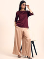 Luxury Satin Wide Leg Pants European Fabric  Rose Sand Glam Look