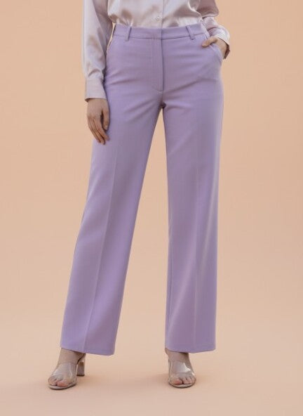 Banana Crepe Lilac Straight Fit Flap Pocket Trouser