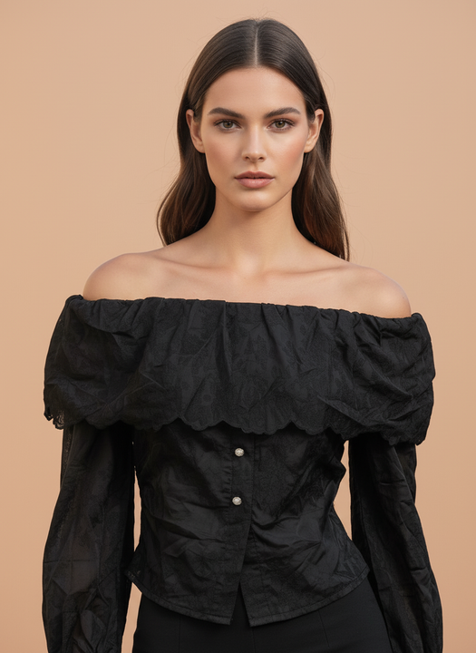 Women’s Black Off Shoulder Lace Top