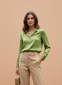 Olive Regular Fit Summer Satin Shirt