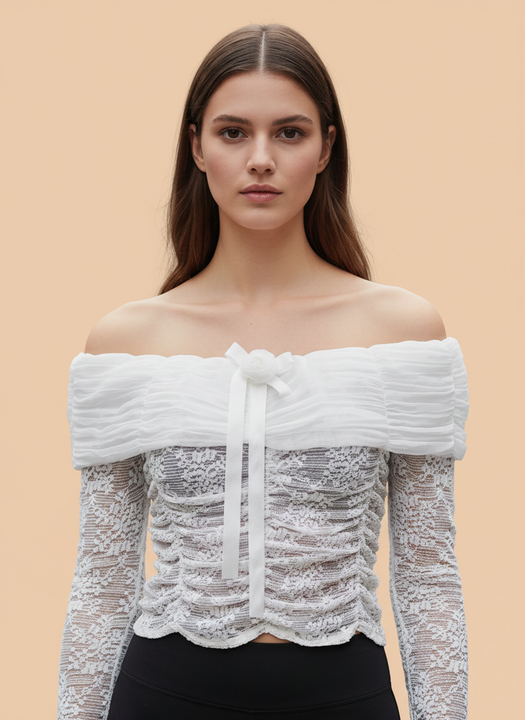 Women’s White Off Shoulder Lace Top