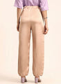 Satin Wide Leg Pants European Fabric  Light Beige Glam Look