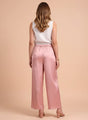 European Satin Flared Pleated Trouser