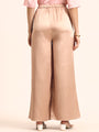 Luxury Satin Wide Leg Pants European Fabric  Peachy Pink Glam Look