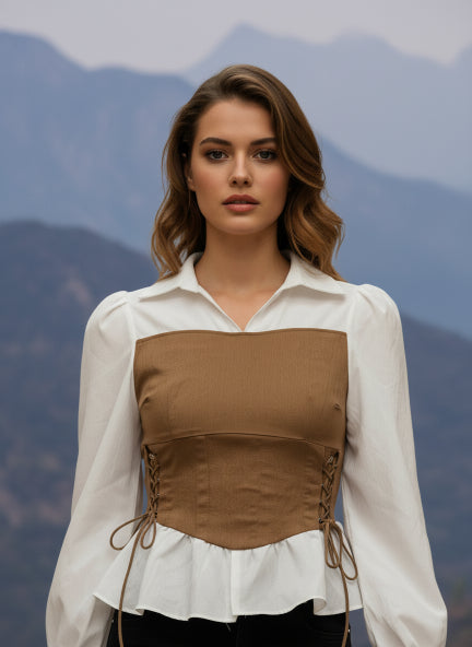 Elegant Floral Corset Style Shirt Dress for Women
