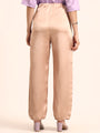 Luxury Satin Wide Leg Pants European Fabric  Light Beige Glam Look
