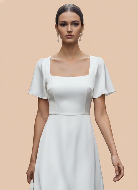 Women’s Luxury European Satin White Midi Dress