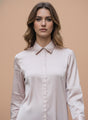 European Satin A Symetrical Shirt Top