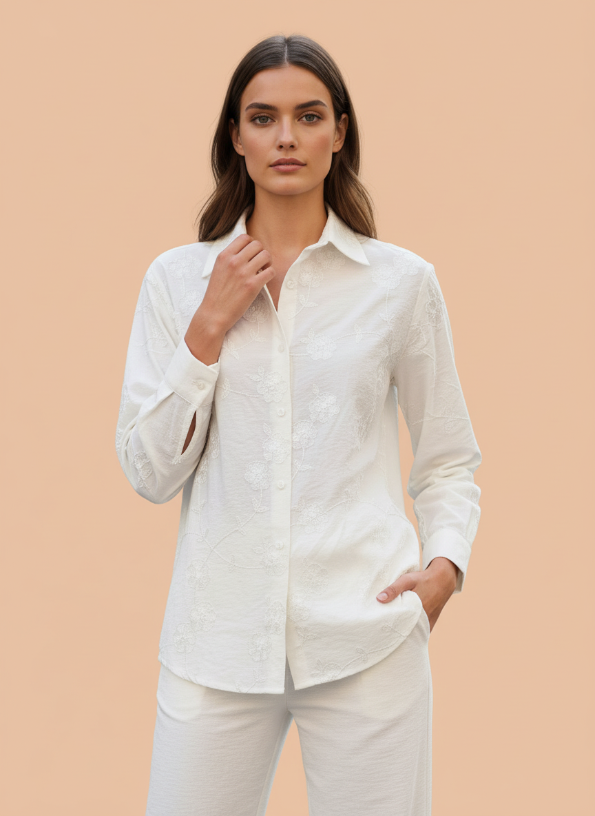 Women’s Elegant White Shirt & Trouser Co-Ord Set