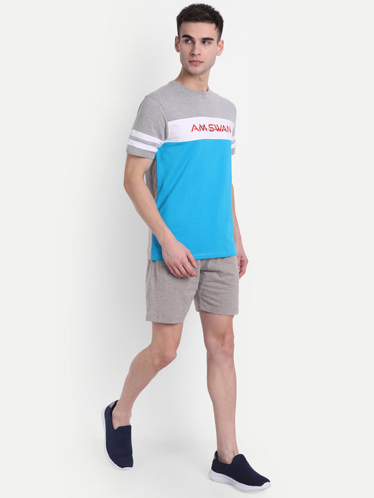 MENS COTTON RICH LYCRA GRAPHIC HALF SLEEVE CREW NECK T-SHIRTS