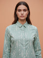 Elegant Mint Green Embroidered Women’s Shirt