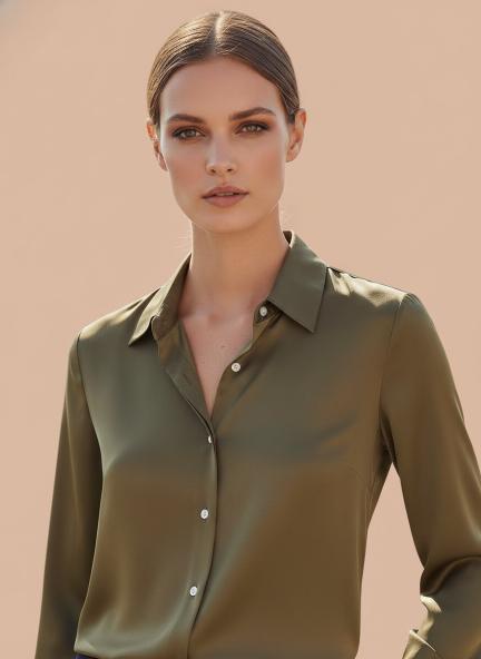 Bronze Regular Fit Summer Satin Shirt