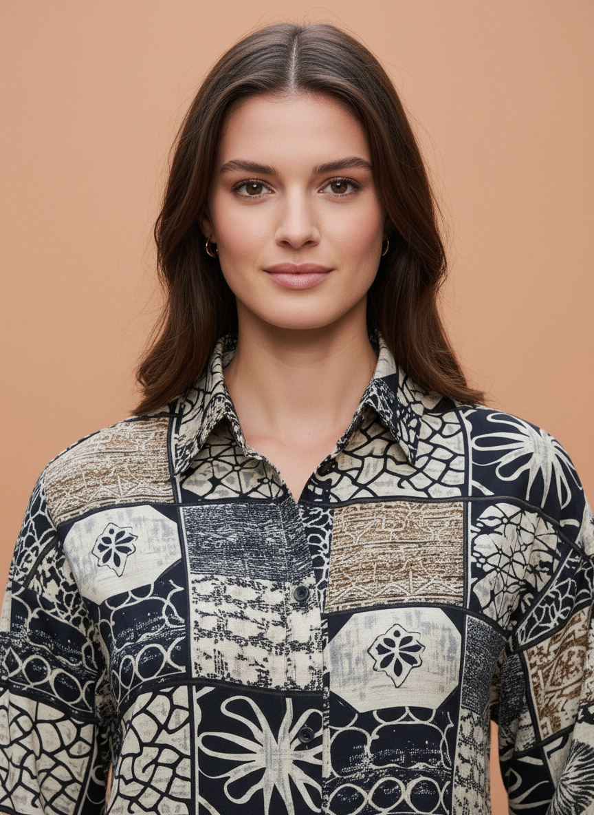 Patchwork Printed Women Shirt