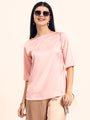 Women's Luxury Elegant Blush Pink European Satin Top