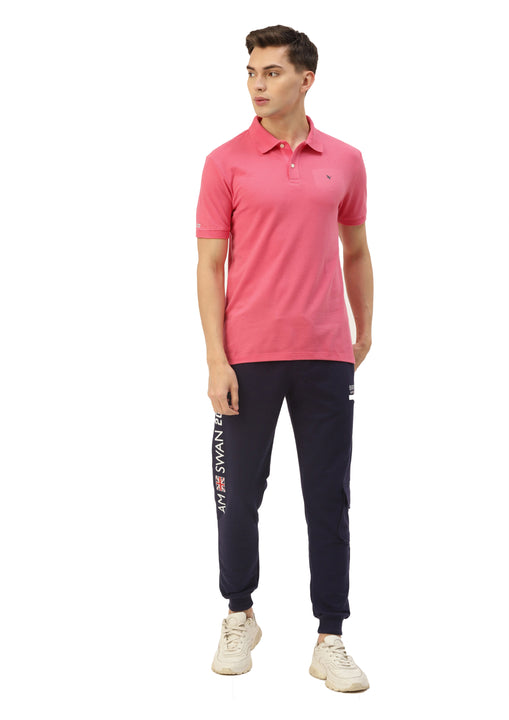 Premium Pink Cotton Striped Half Sleeve Polo