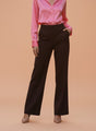 Banana Crepe Dark Choclate Flared Trouser With Slash Pocket