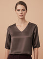 European Satin-Finish, V-Neck Top