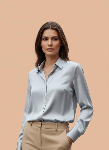 Steel Grey Regular Fit Summer Satin Shirt