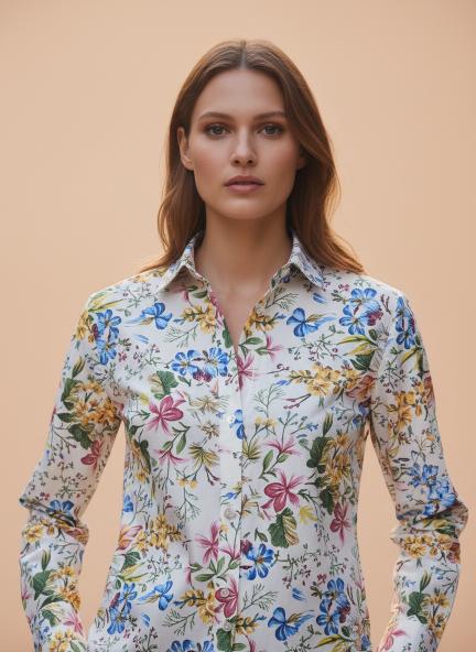 Premium Micro Digital Print Puff Sleeve Shirt