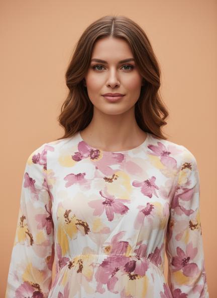 Rayon Printed Full Sleeve Maxi Dress