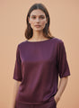 Elegant Deep Plum European Satin Top