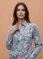 Satin Multicolour Regular Length Straight Hem Digital Print Shirt