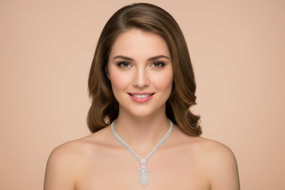 Elegant Amethyst Drop Cubic Zirconia Necklace & Earrings Set