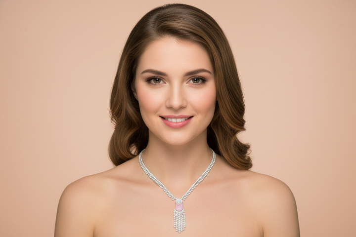 Elegant Amethyst Drop Cubic Zirconia Necklace & Earrings Set