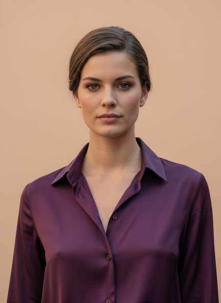 European Satin Spread Collar Shirt