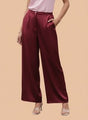 European Satin Flared Pleated Trouser