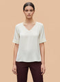 European Satin-Finish, V-Neck Top