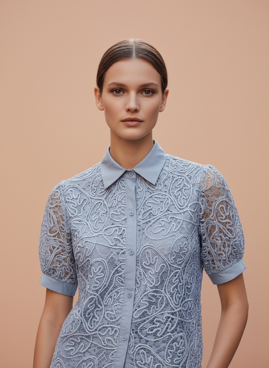 Luxury Lace Premium Textured Shirt For Womens