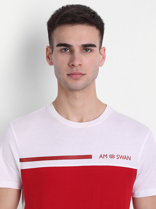 Mens Premium Cotton Colourblock Printed Half Sleeve Crew Neck T-Shirts