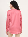 Summer Satin Rose Pink Front Pleated Tunic