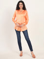 Summer Satin Crimson Orange Mandarin Collar Shirt