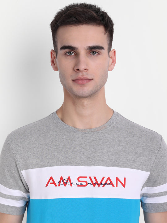 MENS COTTON RICH LYCRA GRAPHIC HALF SLEEVE CREW NECK T-SHIRTS