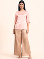 Women's Luxury Elegant Blush Pink European Satin Top