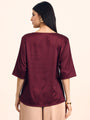Women's Luxury Elegant Deep Plum European Satin Top