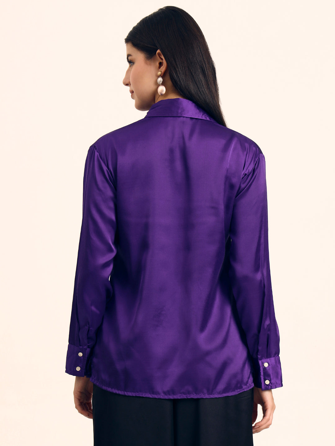 Luxury Modal Satin Shirt for Women  Purple