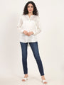 Summer Satin Off White Front Pleated Tunic
